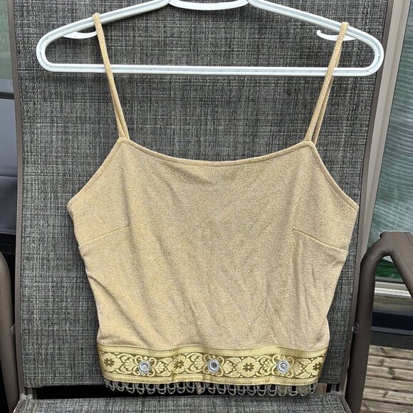 Vintage Joseph Ribkoff Shimmering Gold Embellished Crop Top - Picture 1 of 7